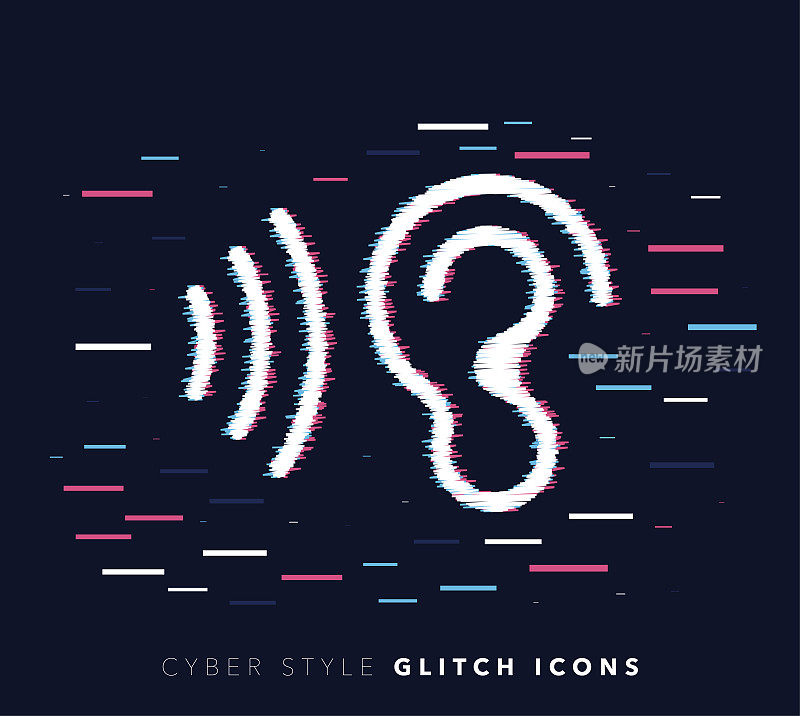 Voice Assistant Glitch Effect Vector Icon Illustration
